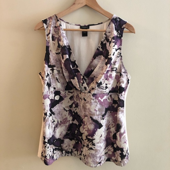 Ann Taylor Factory Tops - Ann Taylor Purple Print Floral Tank Size